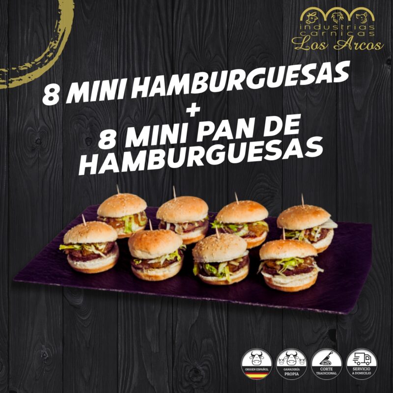 8 Mini Hamburguesas con 8 Mini Panes